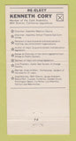 Matchbook Cover - Kenneth Cory Assemblyman Election CA 30 Strike