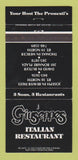 Matchbook Cover - Giuseppe's Italian Restaurant Butler Mercer PA WEAR 30 Strike