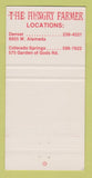 Matchbook Cover - Hungry Farmer Restaurant Denver Colorado Springs 30 Strike