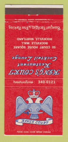 Matchbook Cover - King's Court Restaurant Rockville MD 30 Strike