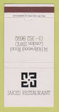Matchbook Cover - Jake's Restaurant London UK England 30 Strike