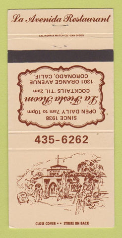 Matchbook Cover - La Avenida Restaurant Coronado CA 30 Strike