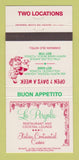Matchbook Cover - La Pergola Italian Restaurant Miami Hollywood FL 30 Strike