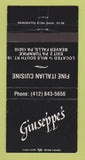 Matchbook Cover - Giuseppe's Italian Restaurant Beaver Falls PA 30 Strike