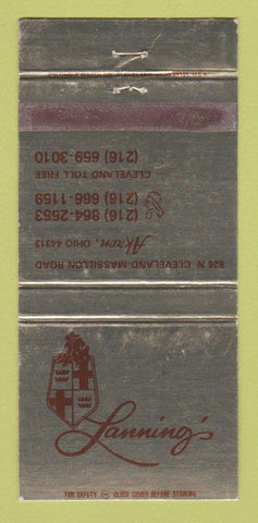 Matchbook Cover - Lanning's Restaurant Akron OH WEAR 30 Strike