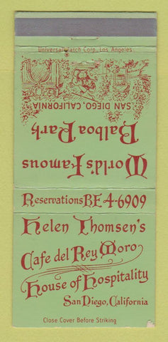 Matchbook Cover - Helen Thomsen's Cafe Del Rey Moro San Diego CA 30 Strike