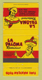 Matchbook Cover - La Paloma Restaurant Honolulu Hawaii Mexican 30 Strike