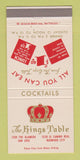 Matchbook Cover - Kings Table Restaurant San Jose Redwood City CA 30 Strike