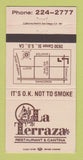Matchbook Cover - La Terraza Restaurant Cantina San Diego CA 30 Strike
