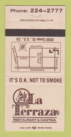 Matchbook Cover - La Terraza Restaurant Cantina San Diego CA 30 Strike