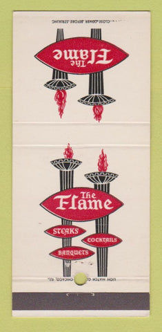 Matchbook Cover - The Flame Restaurant Countryside IL Route 66 30 Strike