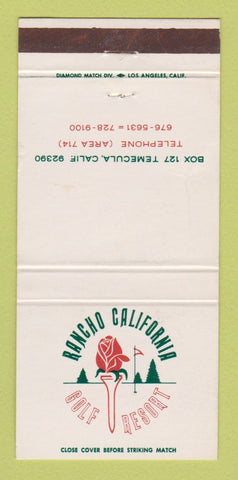 Matchbook Cover - Rancho California Golf Club Temecula CA CREASE 30 Strike