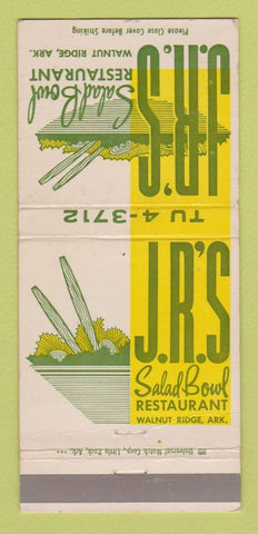 Matchbook Cover - JR's Salad Bowl Restaurant Walnut Ridge AR 30 Strike