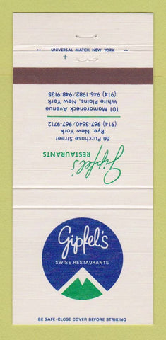 Matchbook Cover - Gipfel's Restaurants Rye White Plains NY 30 Strike