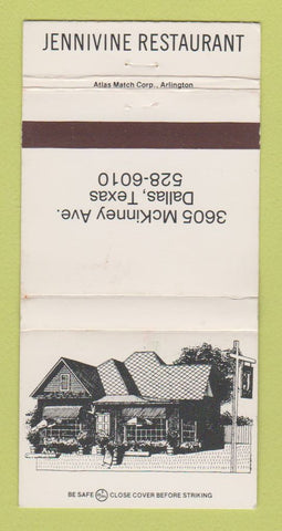 Matchbook Cover - Jennivine Restaurant Dallas TX WEAR 30 Strike