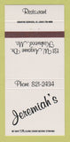 Matchbook Cover - Jeremiah's Restaurant Kirkwood MO 30 Strike