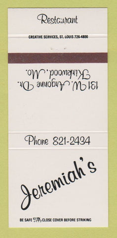 Matchbook Cover - Jeremiah's Restaurant Kirkwood MO 30 Strike