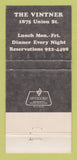 Matchbook Cover - Vintner Restaurant San Francisco CA WEAR 30 Strike