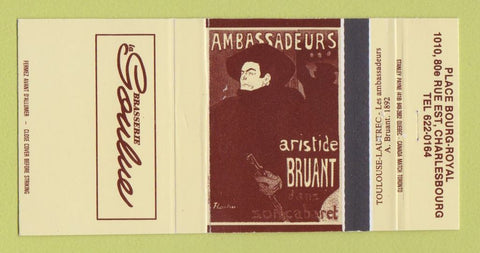 Matchbook Cover - Brasserie Goulue Charlesbourg QC Toulouse Lautrec 30 Strike