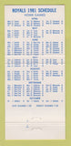 Matchbook Cover - Kansas City Royals Baseball MO 1981 Schedule 30 Strike