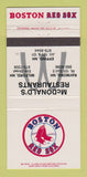 Matchbook Cover Boston Red Sox Baseball Scehdule McDonald's Epping NH 30 Strike