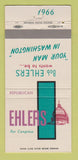 Matchbook Cover - Bob Ehlers for Congress Election 1966 South Bend IN 30 Strike