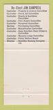 Matchbook Cover - Jim Campbell Controller Election Hamilton ON 30 Strike