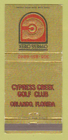 Matchbook Cover - Cypress Creek Golf Club Orlando FL 30 Strike