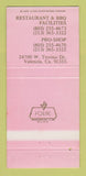 Matchbook Cover - Vista Velencia Golf Course Valencia CA 30 Strike