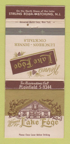 Matchbook Cover - Werner's Lake Edge Restaurant Watchung NJ 30 Strike