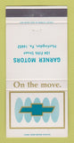 Matchbook Cover - Chevrolet Garner Motors Huntingdon PA 30 Strike