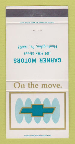 Matchbook Cover - Chevrolet Garner Motors Huntingdon PA 30 Strike
