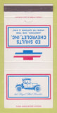 Matchbook Cover - Chevrolet Ed Shults Jamestown NY 30 Strike