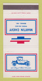 Matchbook Cover - Chevrolet Martin Bremen IN 30 Strike
