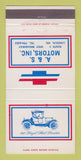 Matchbook Cover - Chevrolet A&S Motors Lincoln ME 30 Strike