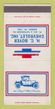 Matchbook Cover - Chevrolet HC Boyer Sunbury PA 30 Strike