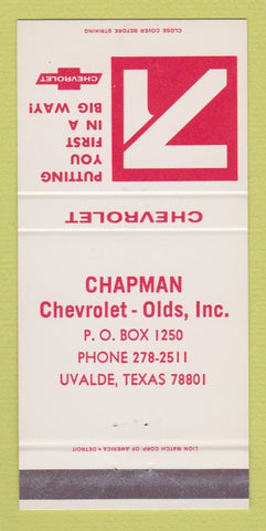 Matchbook Cover - 1971 Chevrolet Chapman Oldsmobile Uvalde TX 30 Strike