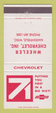 Matchbook Cover - 1971 Chevrolet Wheeler Marshfield WI 30 Strike