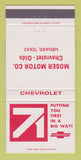 Matchbook Cover - 1971 Chevrolet Moser Oldsmobile Menard TX 30 Strike
