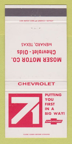 Matchbook Cover - 1971 Chevrolet Moser Oldsmobile Menard TX 30 Strike