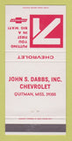 Matchbook Cover - 1971 Chevrolet John Dabbs Quitman MS 30 Strike