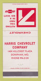 Matchbook Cover - 1971 Chevrolet Harris Doniphan MO 30 Strike