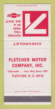 Matchbook Cover - 1971 Chevrolet Fletcher Motors Fletcher NC 30 Strike