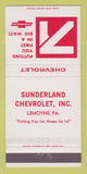 Matchbook Cover - 1971 Chevrolet Sunderland Lemoyne PA 30 Strike