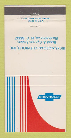 Matchbook Cover - Chevrolet Ricks Morgan Elizabethtown NC 30 Strike