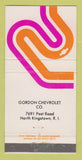Matchbook Cover - Chevrolet Gordon North Kingstown RI 30 Strike