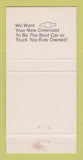 Matchbook Cover - Chevrolet Gordon North Kingstown RI 30 Strike