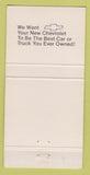 Matchbook Cover - Chevrolet Graff Motors Springville NY 30 Strike