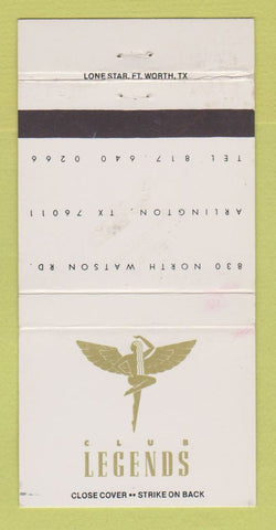 Matchbook Cover - Club Legends Arlington TX girlie WEAR 30 Strike
