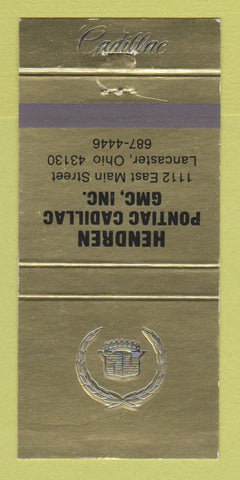 Matchbook Cover - Hendren Pontiac Cadillac Lancaster OH 30 Strike